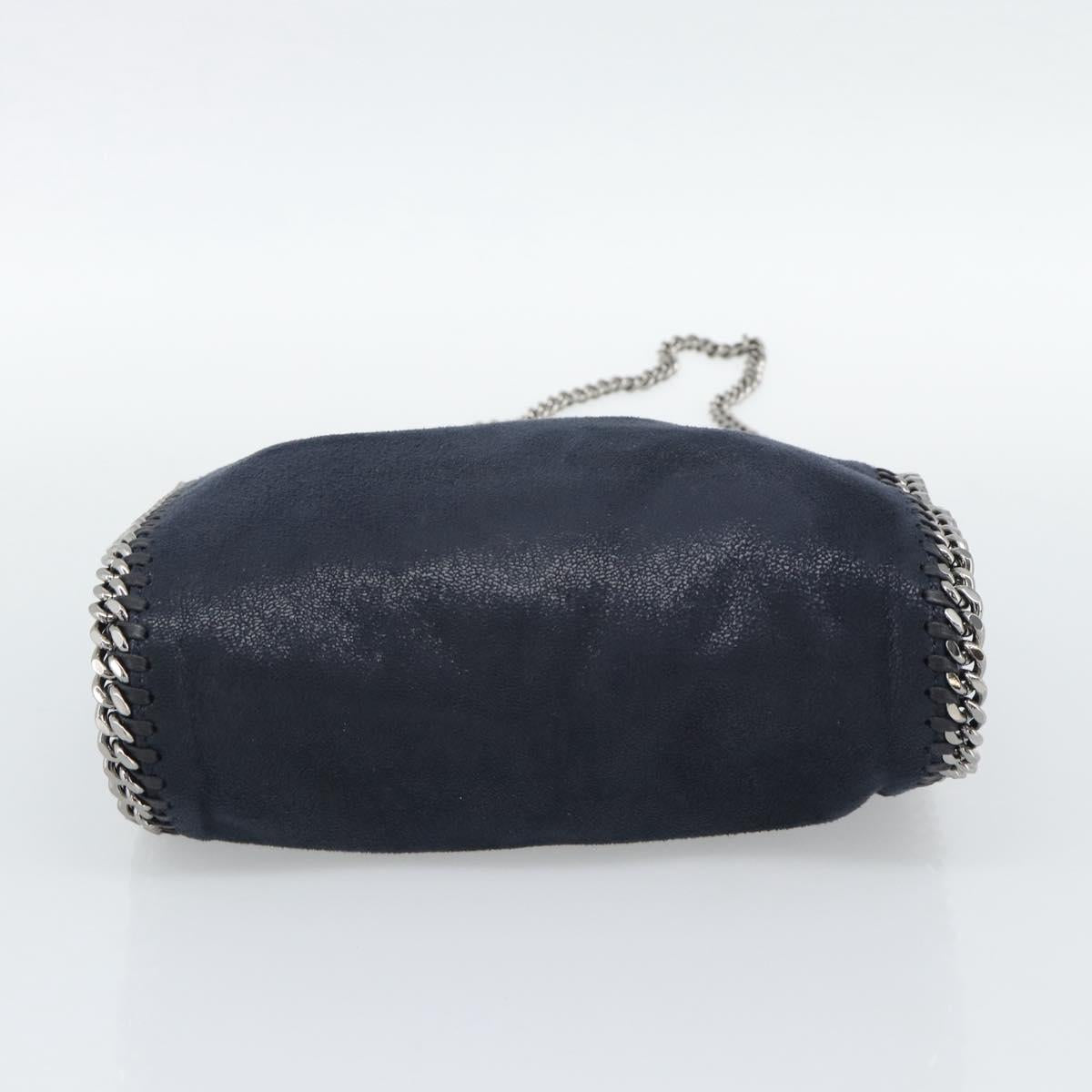 Stella MacCartney Chain Falabella Bag polyester Navy Silver 371223 Auth BA14409A