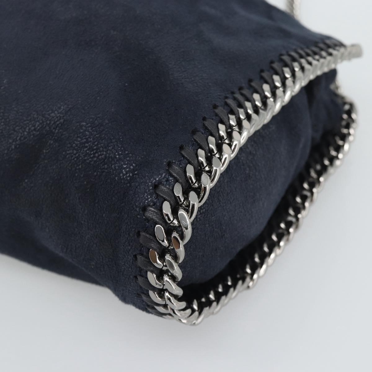 Stella MacCartney Chain Falabella Bag polyester Navy Silver 371223 Auth BA14409A