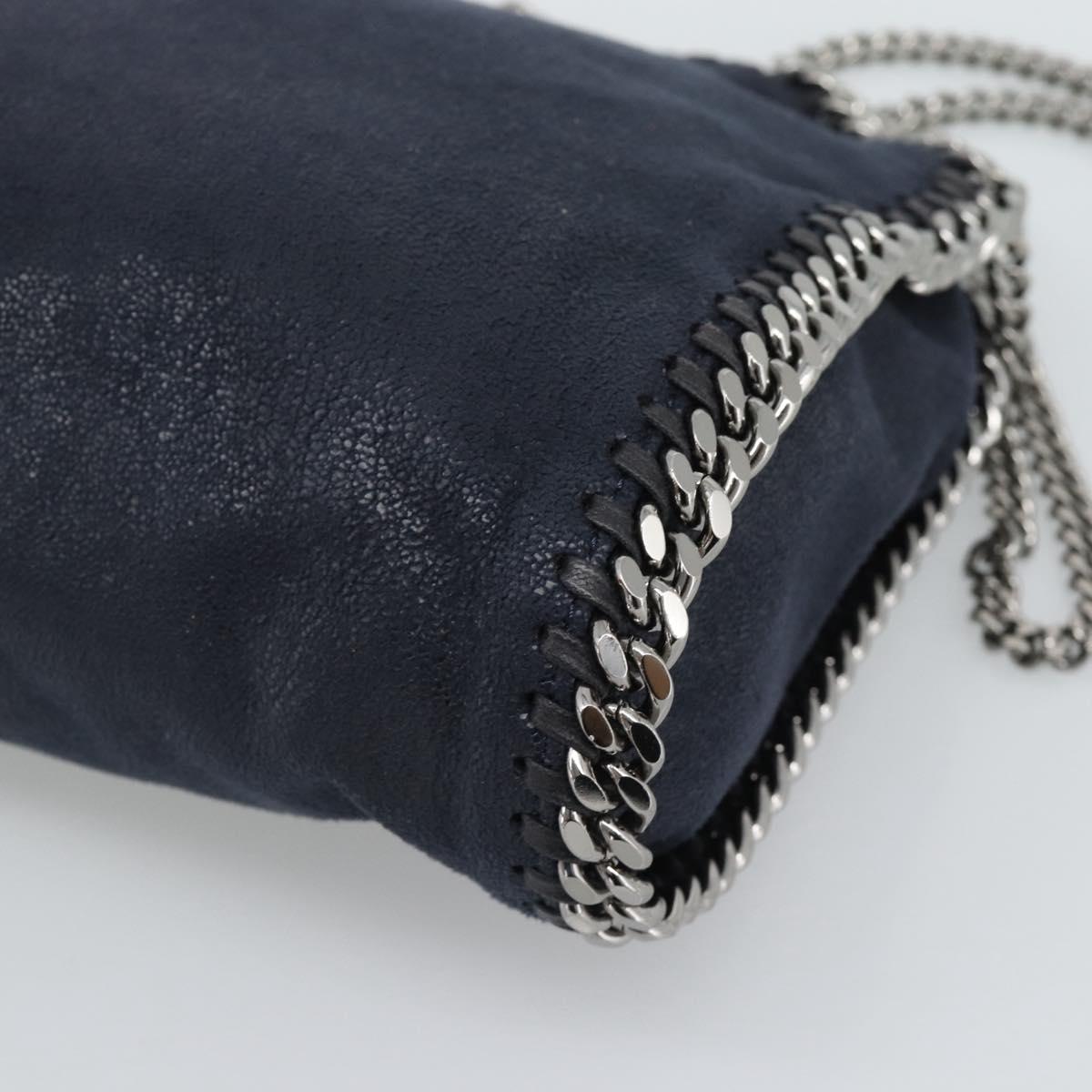 Stella MacCartney Chain Falabella Bag polyester Navy Silver 371223 Auth BA14409A