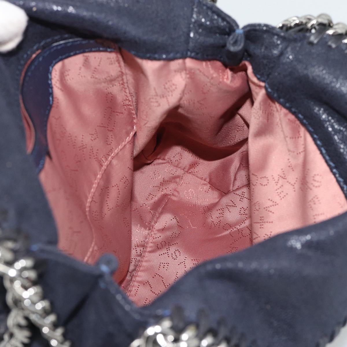 Stella MacCartney Chain Falabella Bag polyester Navy Silver 371223 Auth BA14409A