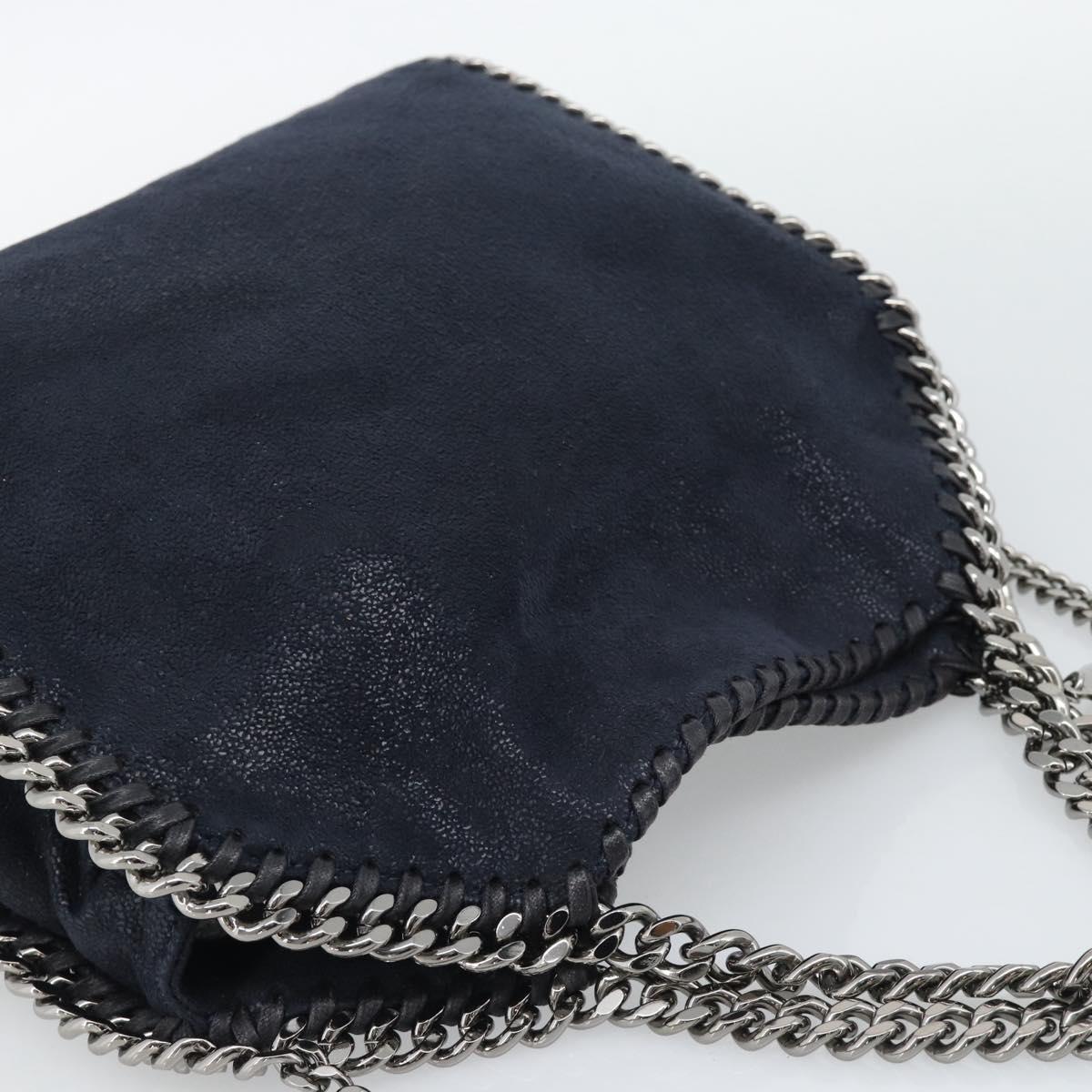 Stella MacCartney Chain Falabella Bag polyester Navy Silver 371223 Auth BA14409A