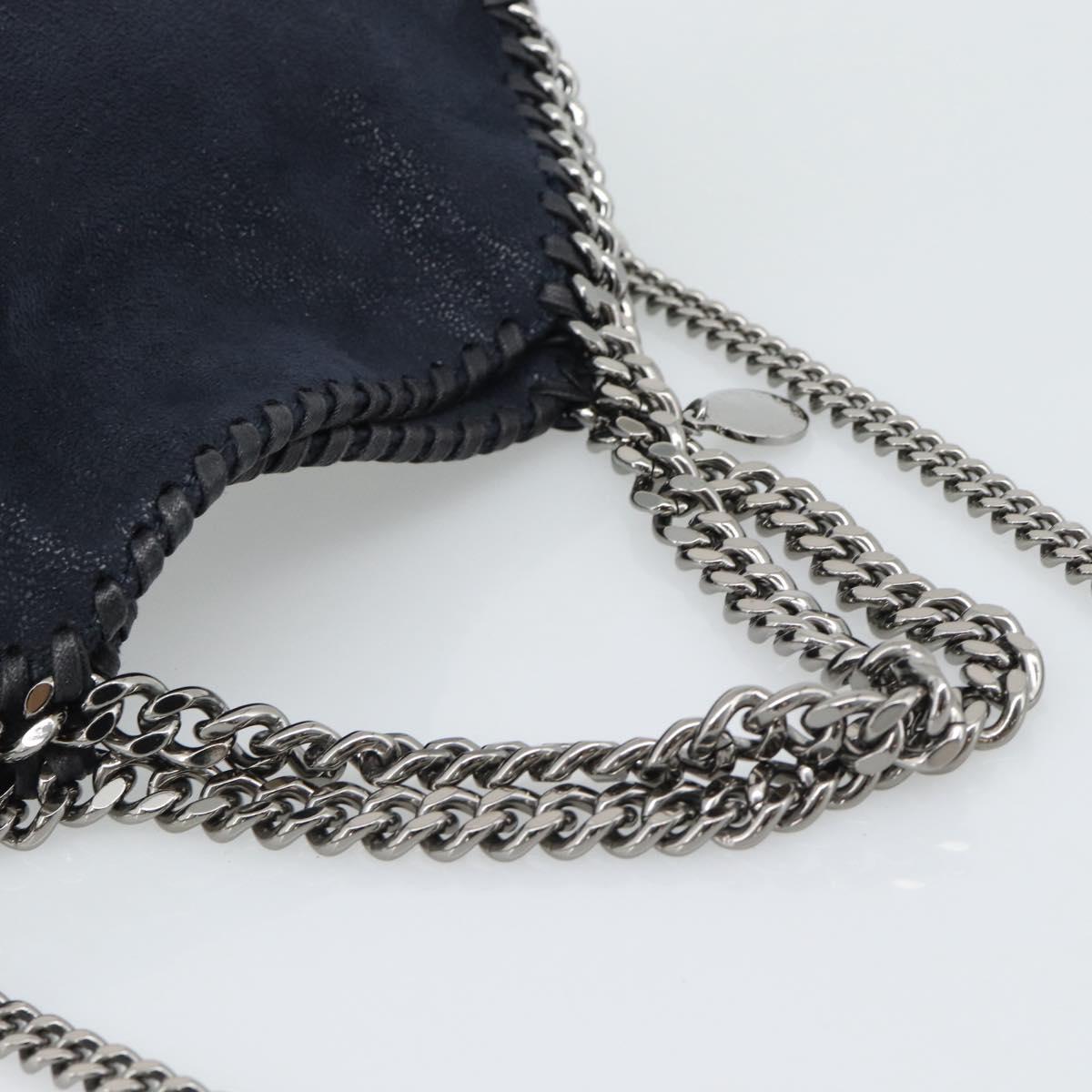Stella MacCartney Chain Falabella Bag polyester Navy Silver 371223 Auth BA14409A