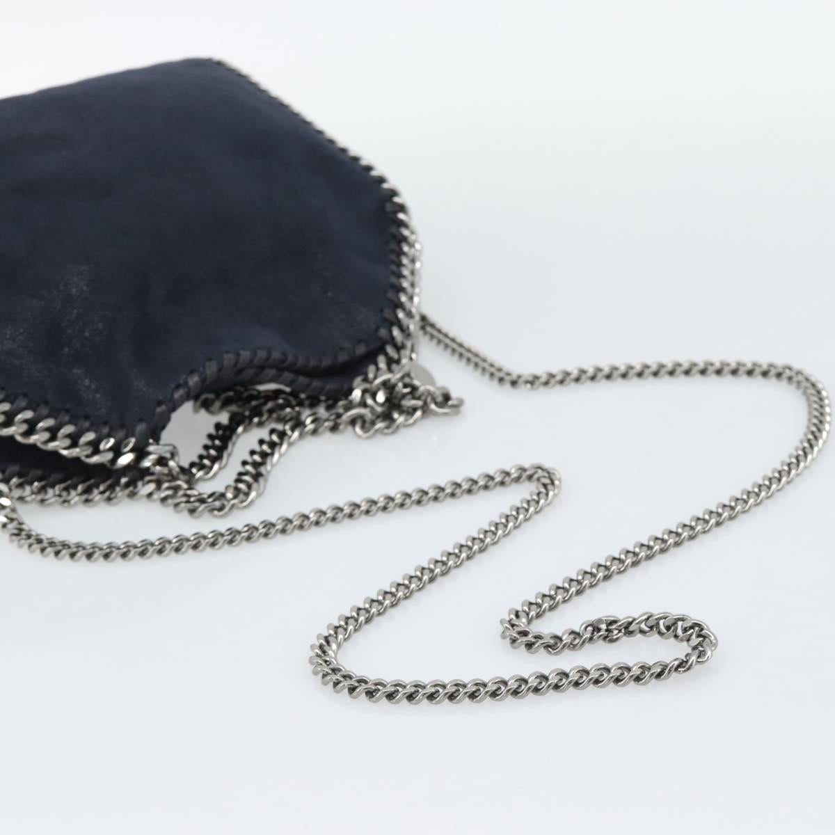 Stella MacCartney Chain Falabella Bag polyester Navy Silver 371223 Auth BA14409A
