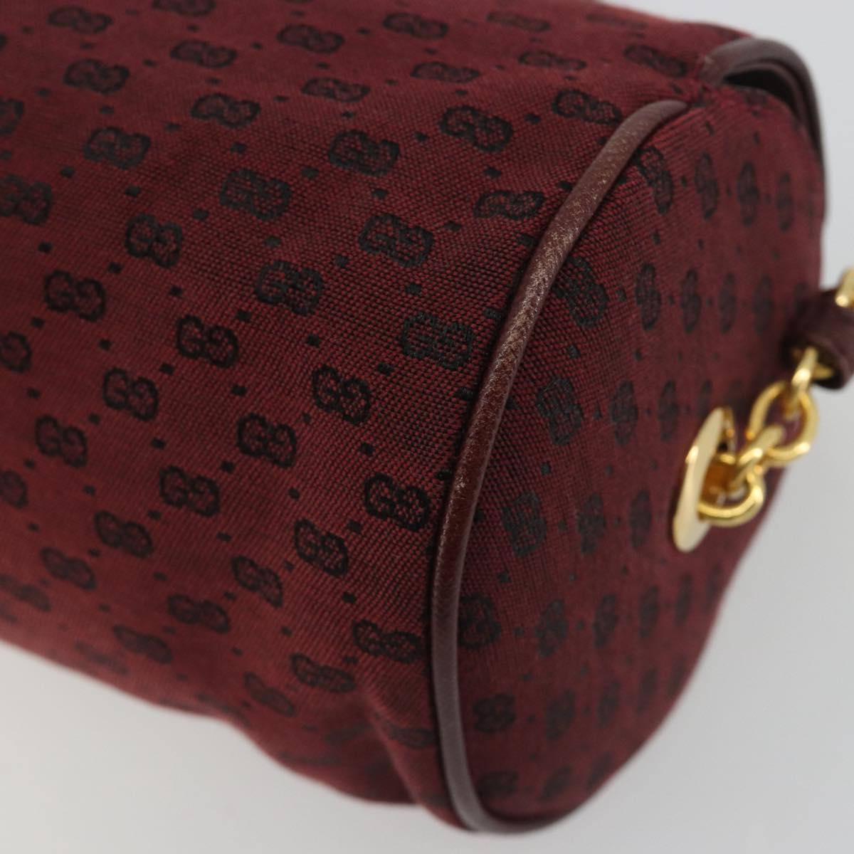 GUCCI Micro GG Canvas Chain Shoulder Bag Red Gold Auth BA14413