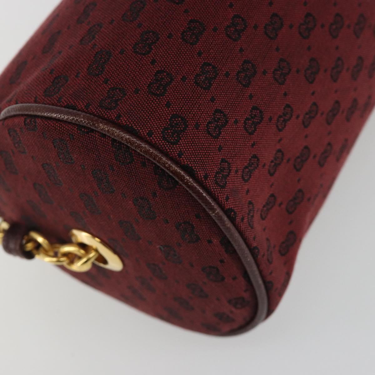 GUCCI Micro GG Canvas Chain Shoulder Bag Red Gold Auth BA14413