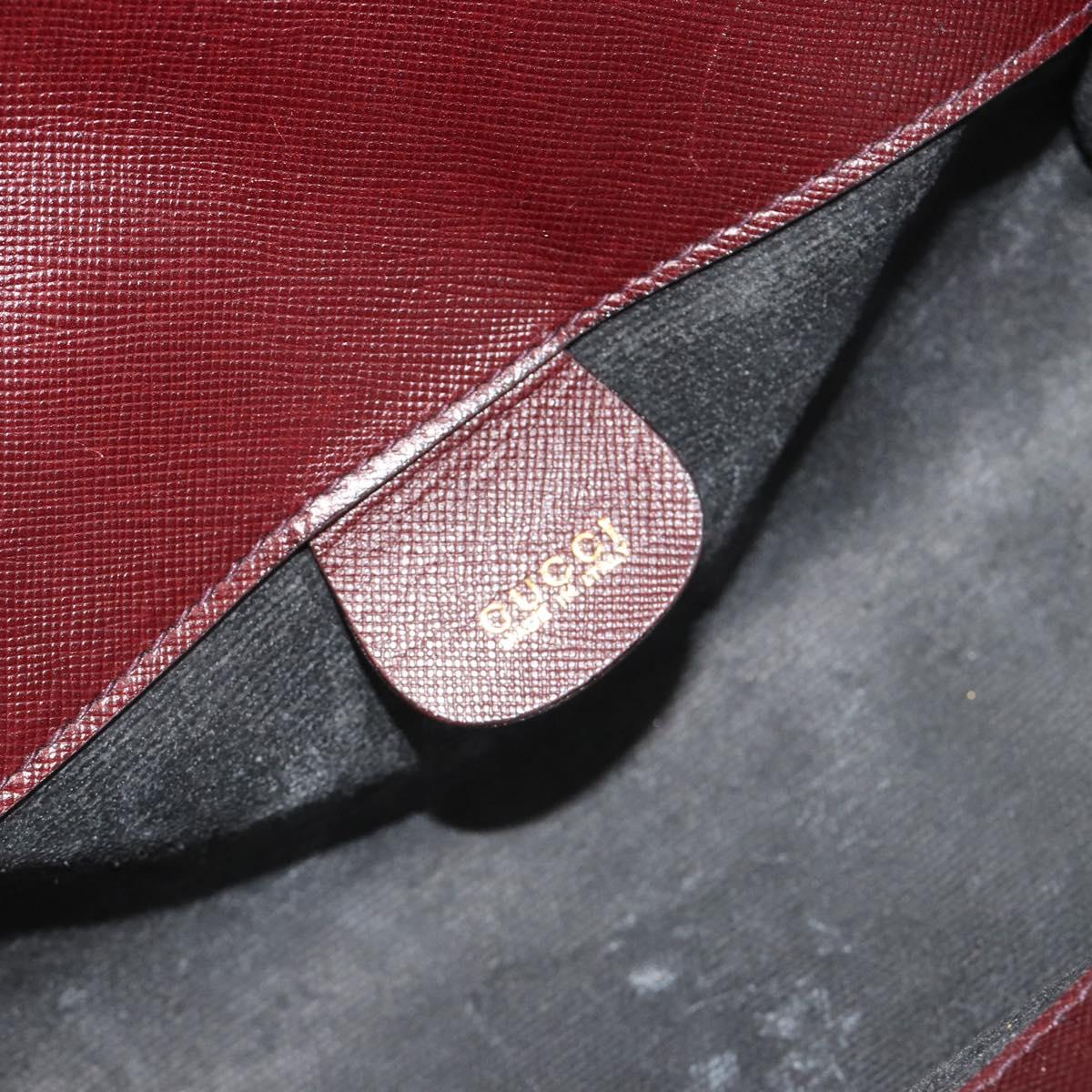 GUCCI Micro GG Canvas Chain Shoulder Bag Red Gold Auth BA14413