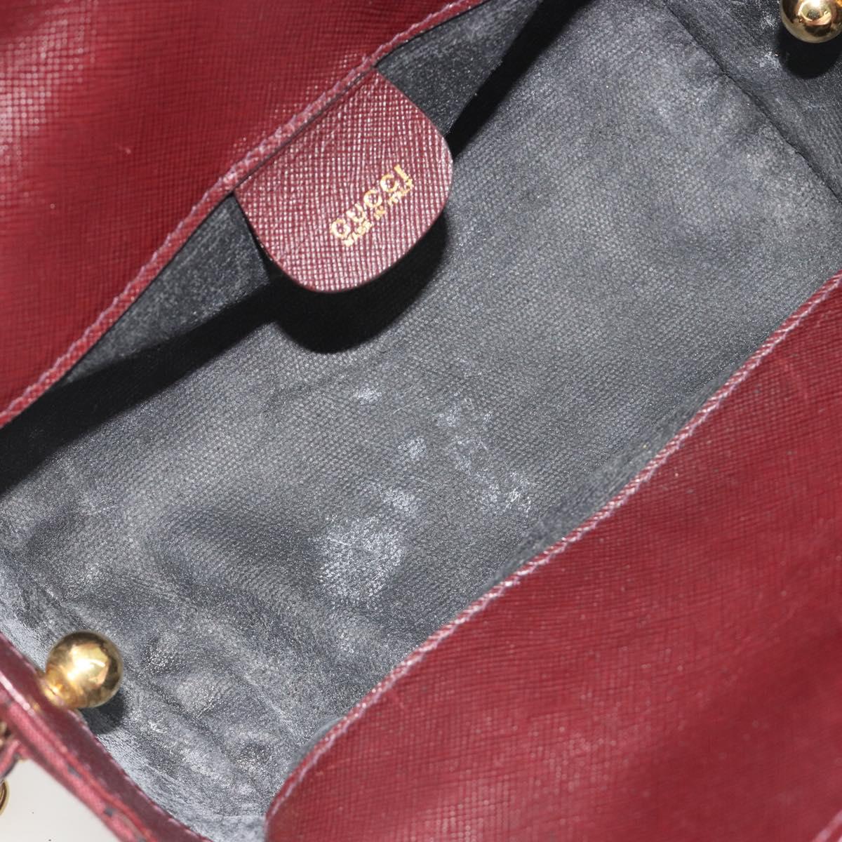 GUCCI Micro GG Canvas Chain Shoulder Bag Red Gold Auth BA14413