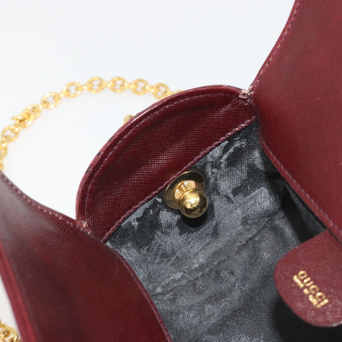 GUCCI Micro GG Canvas Chain Shoulder Bag Red Gold Auth BA14413