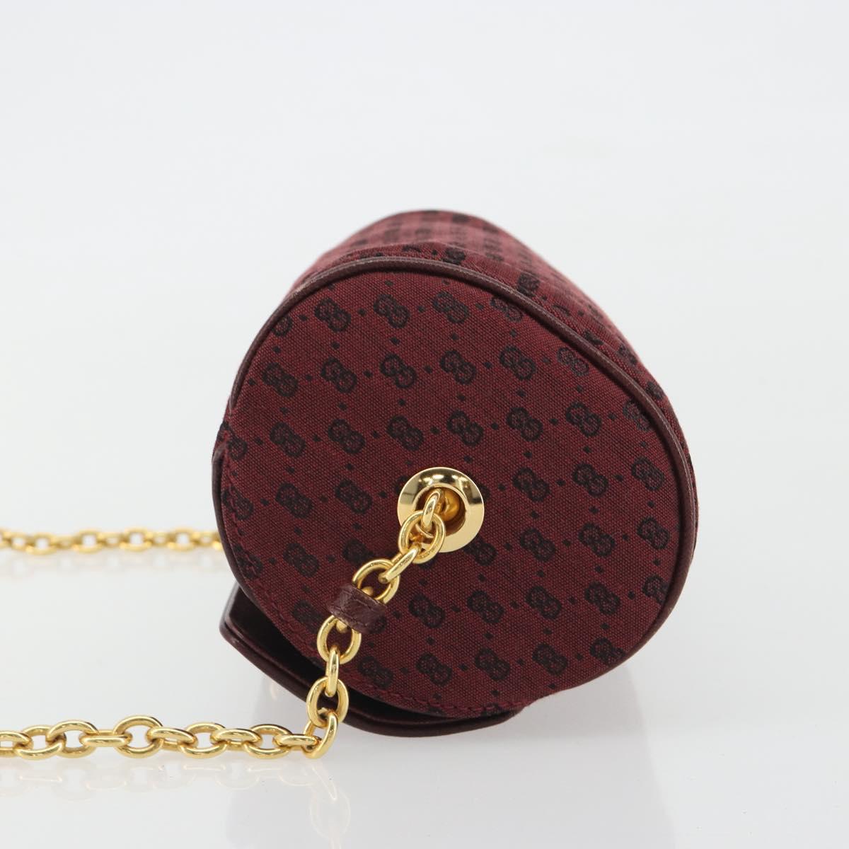 GUCCI Micro GG Canvas Chain Shoulder Bag Red Gold Auth BA14413