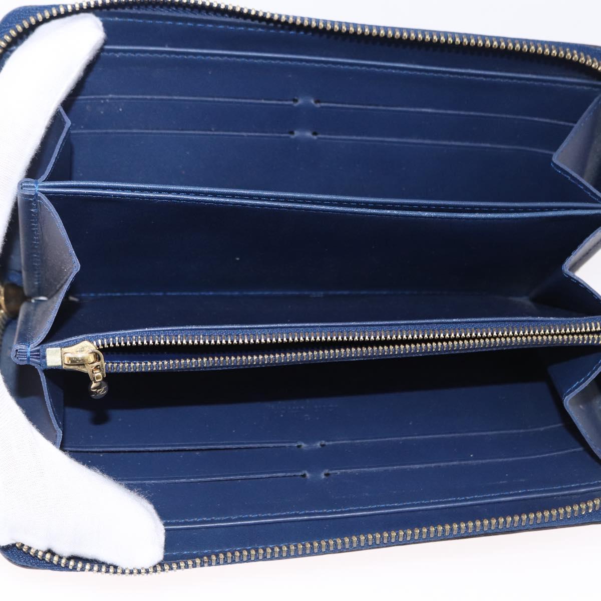 LOUIS VUITTON Monogram Vernis Zippy Long Wallet Grand blue M90047 Auth BA14414