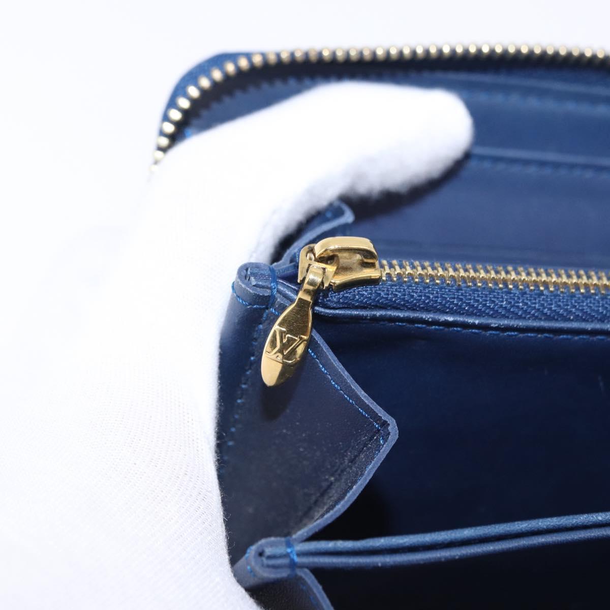 LOUIS VUITTON Monogram Vernis Zippy Long Wallet Grand blue M90047 Auth BA14414
