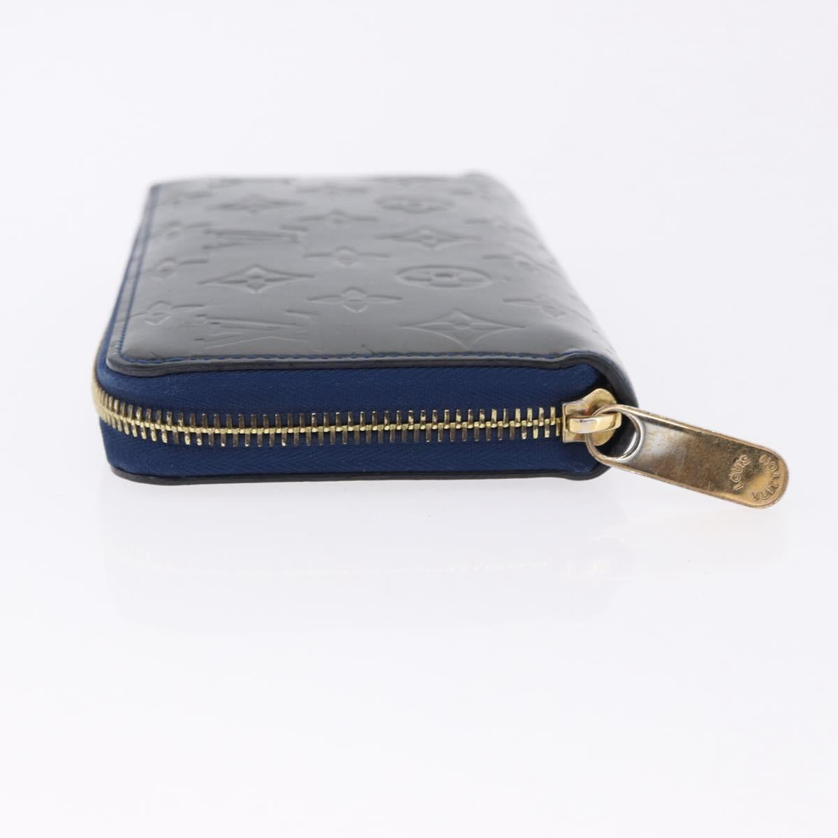 LOUIS VUITTON Monogram Vernis Zippy Long Wallet Grand blue M90047 Auth BA14414