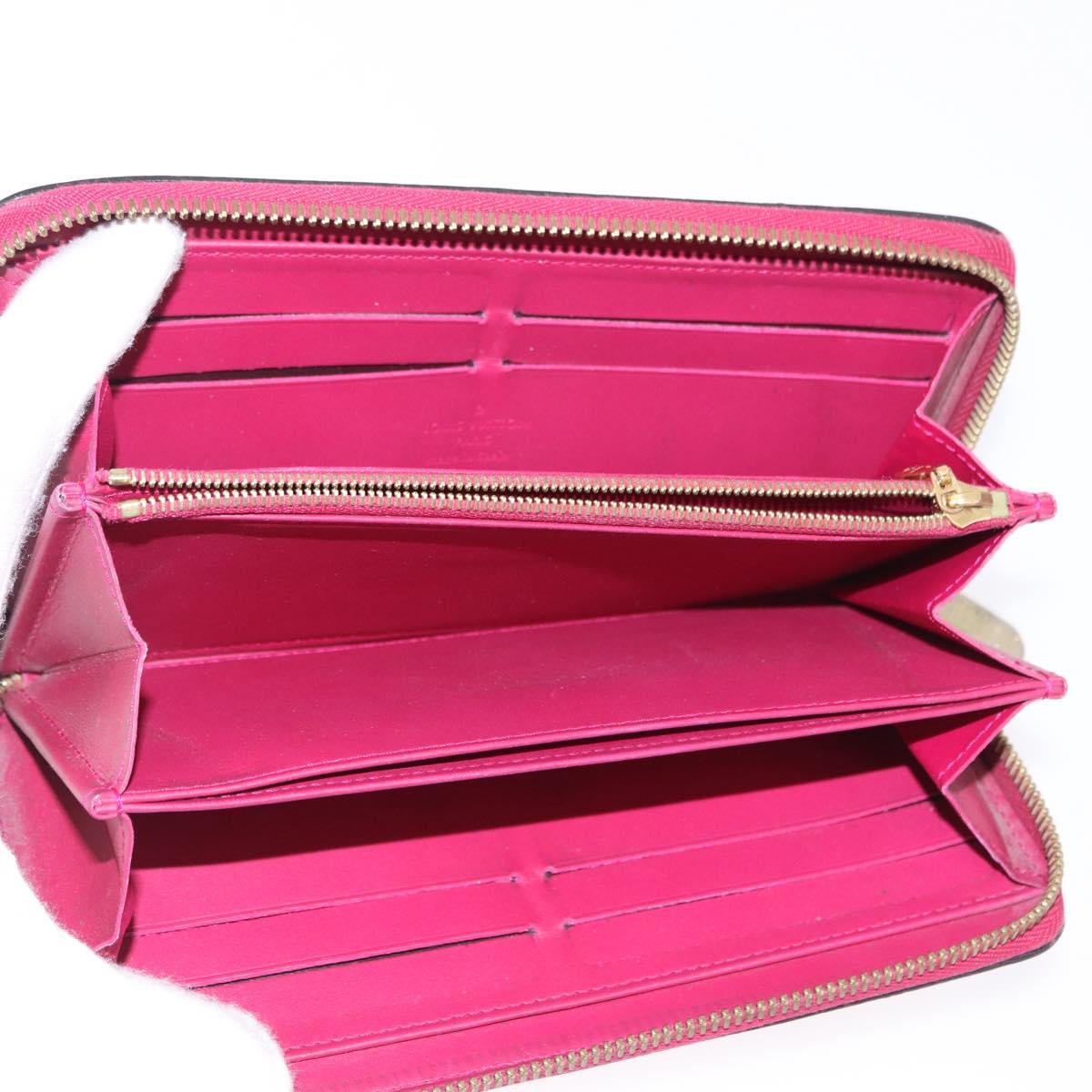 LOUIS VUITTON Monogram Vernis Zippy Long Wallet Rose Andian M91597 Auth BA14415