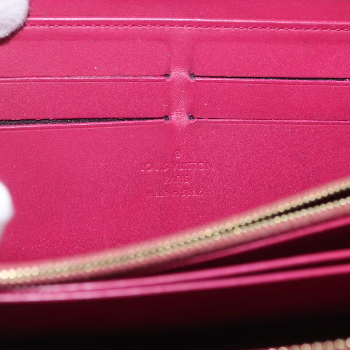 LOUIS VUITTON Monogram Vernis Zippy Long Wallet Rose Andian M91597 Auth BA14415