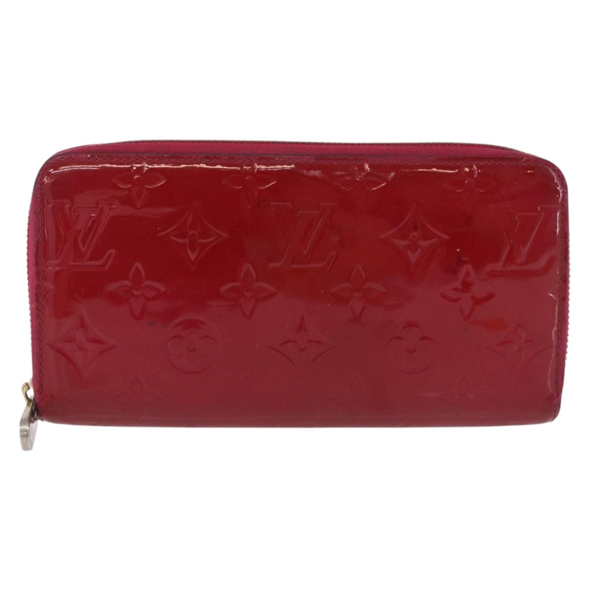 LOUIS VUITTON Monogram Vernis Zippy Long Wallet Rose Andian M91597 Auth BA14415