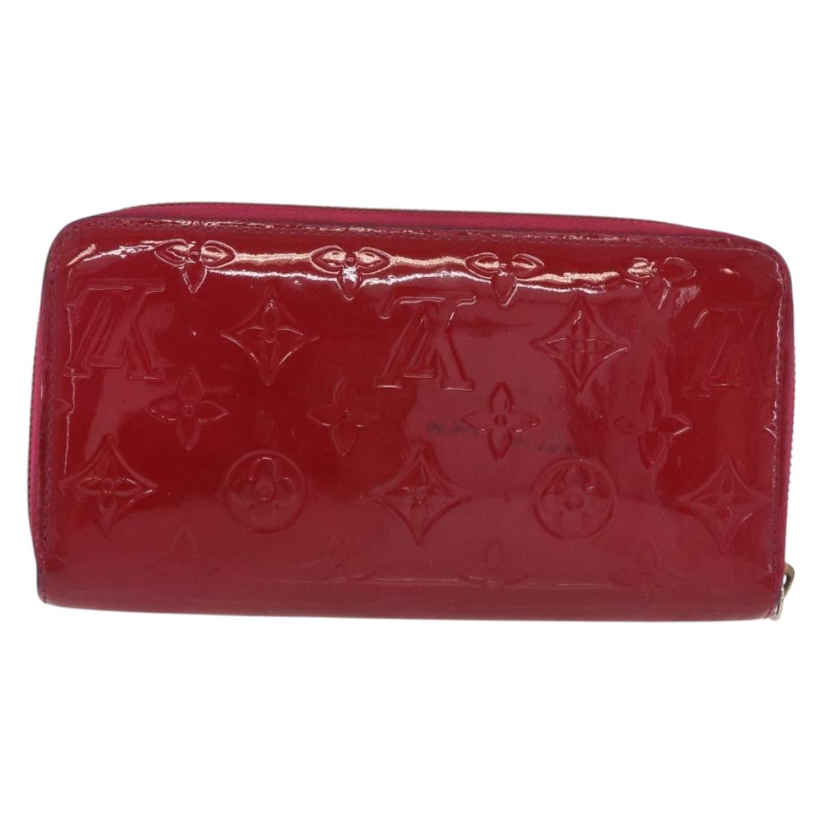 LOUIS VUITTON Monogram Vernis Zippy Long Wallet Rose Andian M91597 Auth BA14415