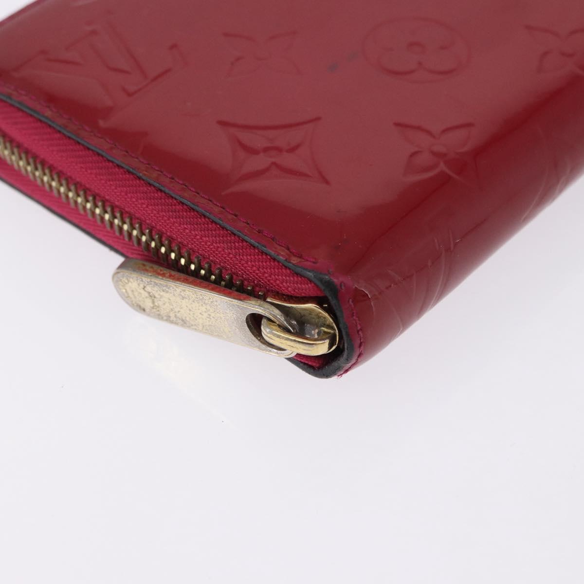 LOUIS VUITTON Monogram Vernis Zippy Long Wallet Rose Andian M91597 Auth BA14415