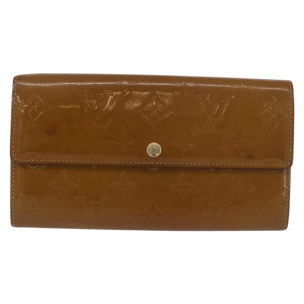 LOUIS VUITTON Vernis Portefeiulle Sarah Long Wallet Moldore M90290 Auth BA14416