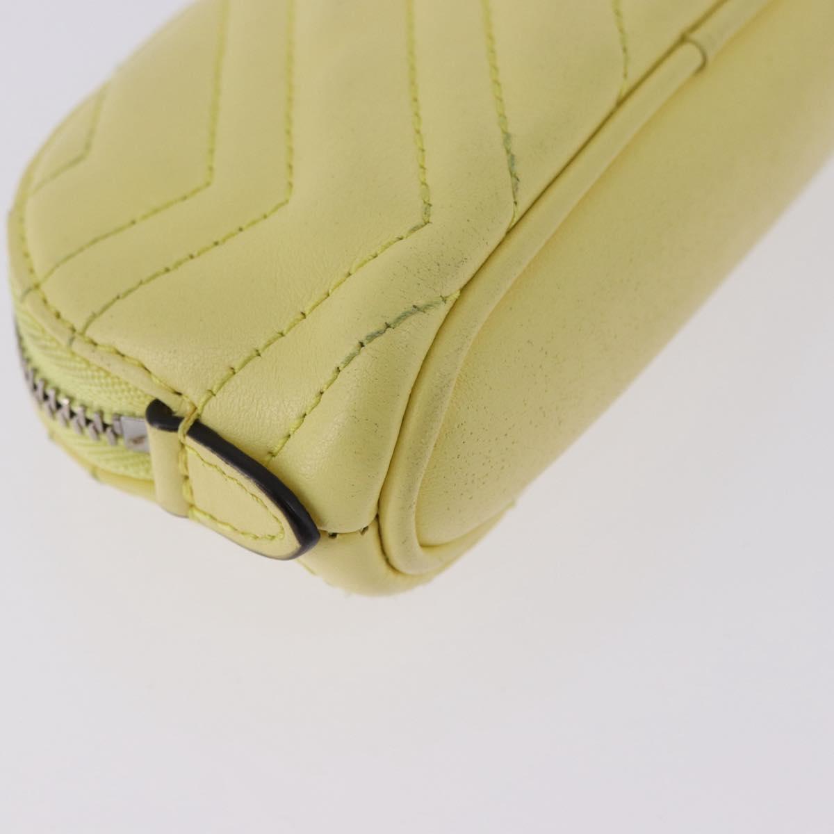 GUCCI GG Marmont Pouch Leather Yellow Silver 625691 Auth BA14419A