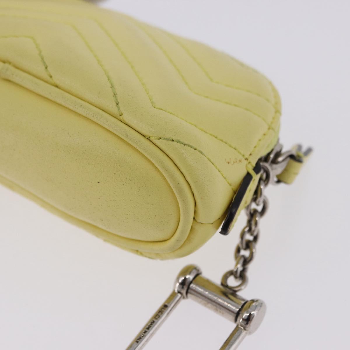 GUCCI GG Marmont Pouch Leather Yellow Silver 625691 Auth BA14419A
