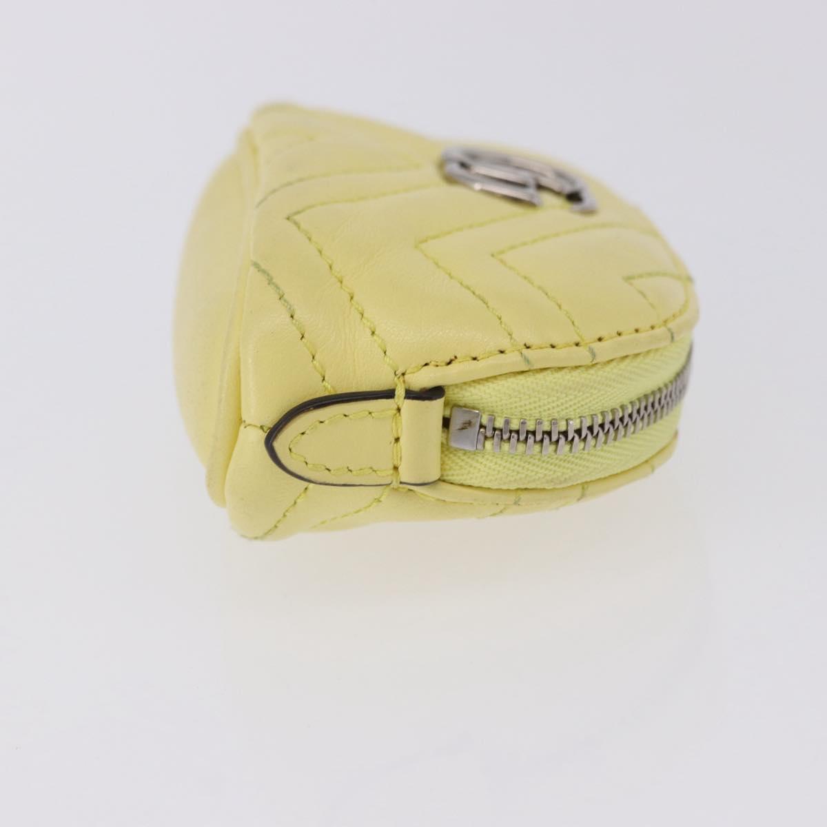 GUCCI GG Marmont Pouch Leather Yellow Silver 625691 Auth BA14419A