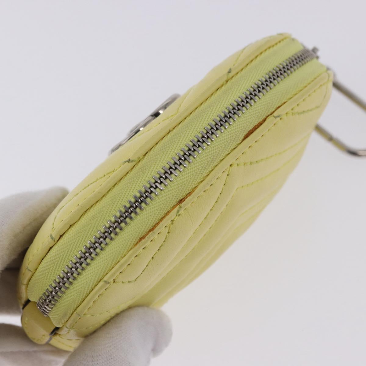 GUCCI GG Marmont Pouch Leather Yellow Silver 625691 Auth BA14419A