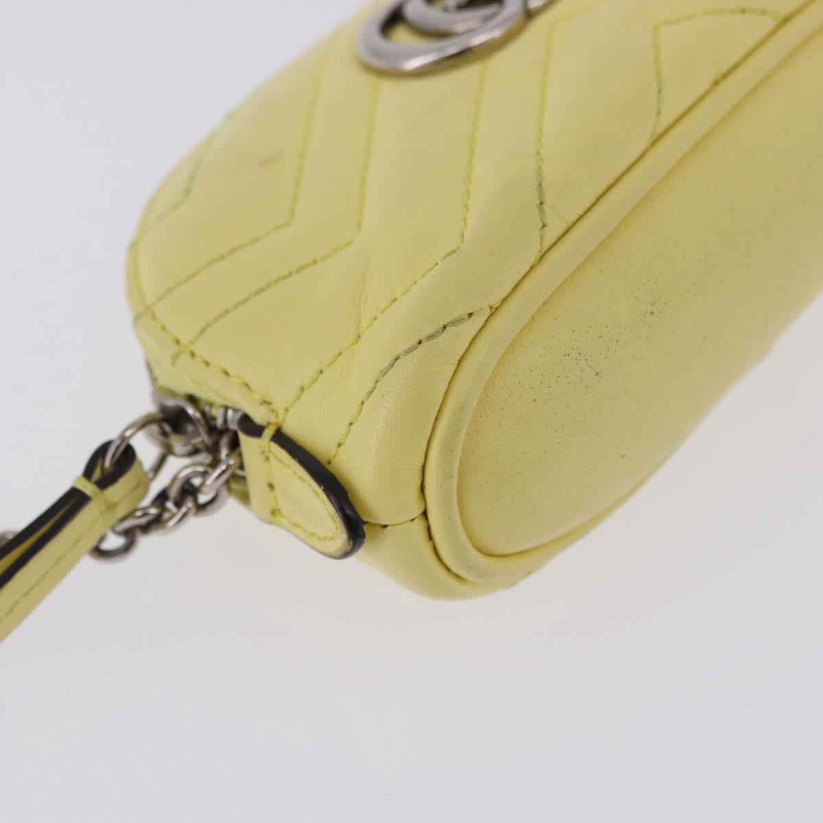 GUCCI GG Marmont Pouch Leather Yellow Silver 625691 Auth BA14419A