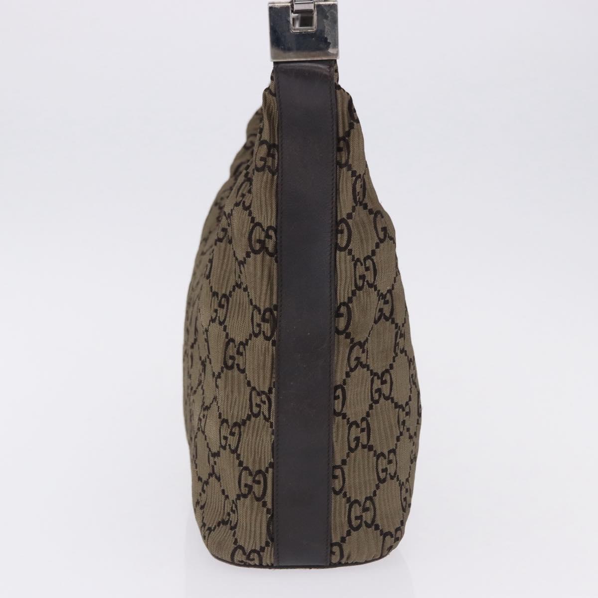 GUCCI GG Canvas Shoulder Bag Brown Silver 001 3814 3754 Auth BA14420