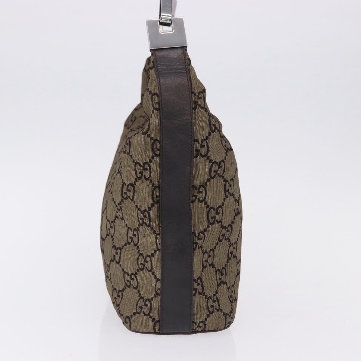 GUCCI GG Canvas Shoulder Bag Brown Silver 001 3814 3754 Auth BA14420