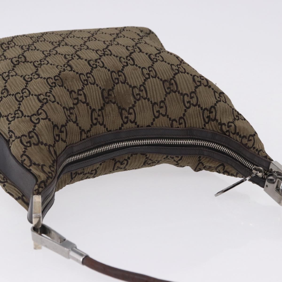 GUCCI GG Canvas Shoulder Bag Brown Silver 001 3814 3754 Auth BA14420