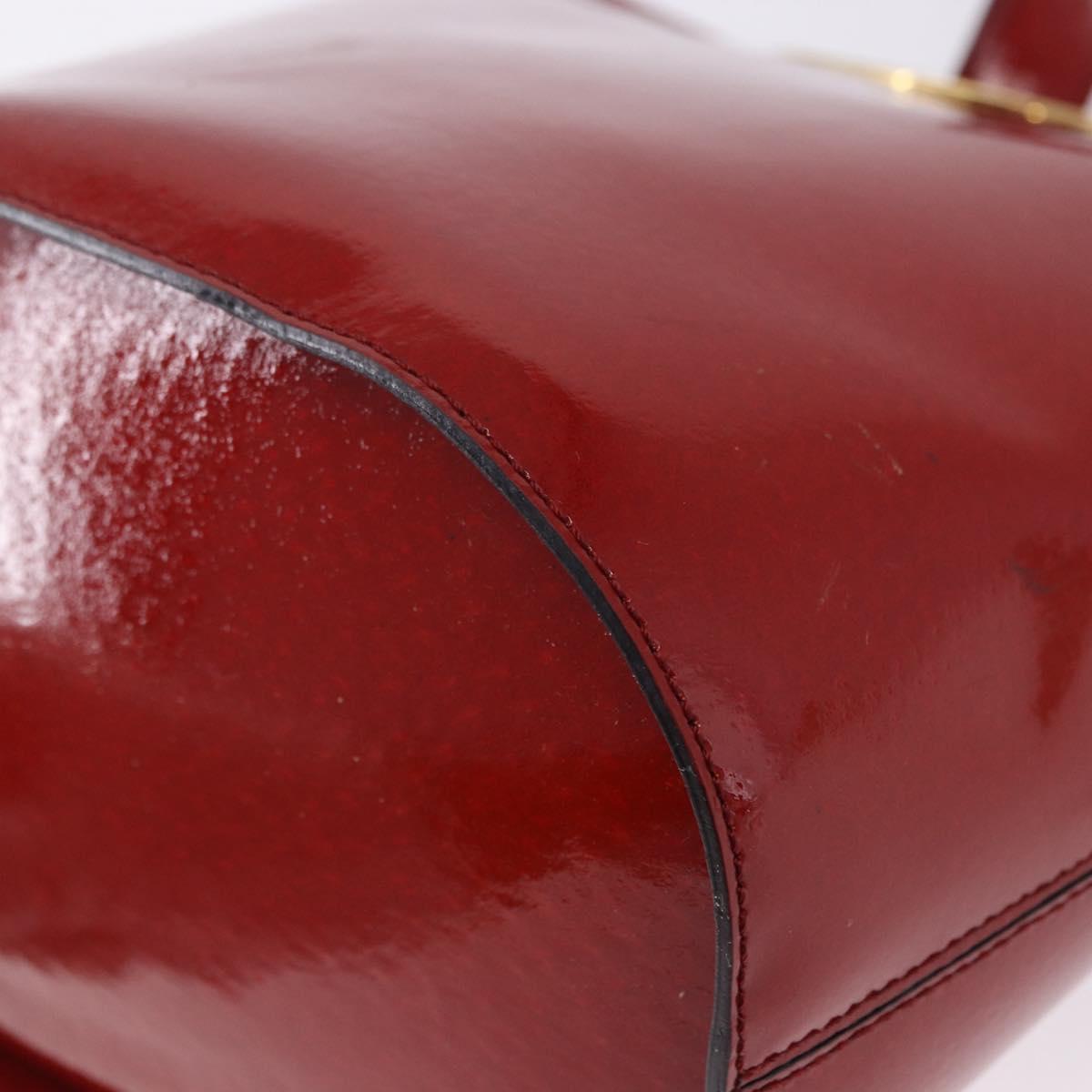 CELINE Shoulder Bag Patent leather Red Gold Auth BA14422A