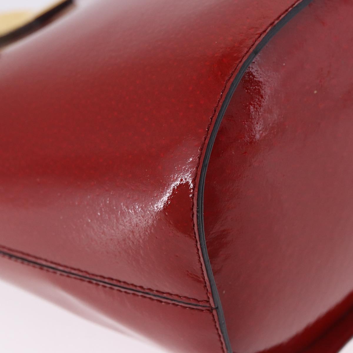 CELINE Shoulder Bag Patent leather Red Gold Auth BA14422A