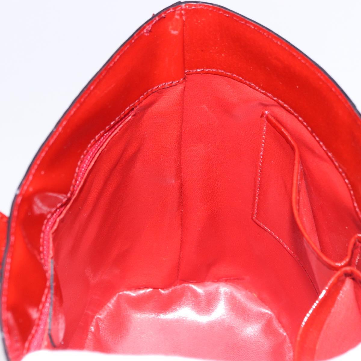 CELINE Shoulder Bag Patent leather Red Gold Auth BA14422A