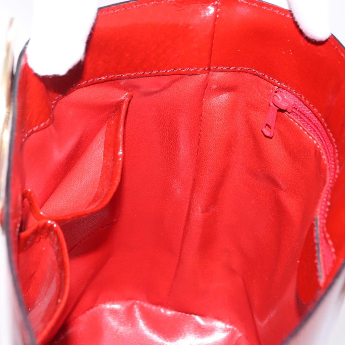 CELINE Shoulder Bag Patent leather Red Gold Auth BA14422A