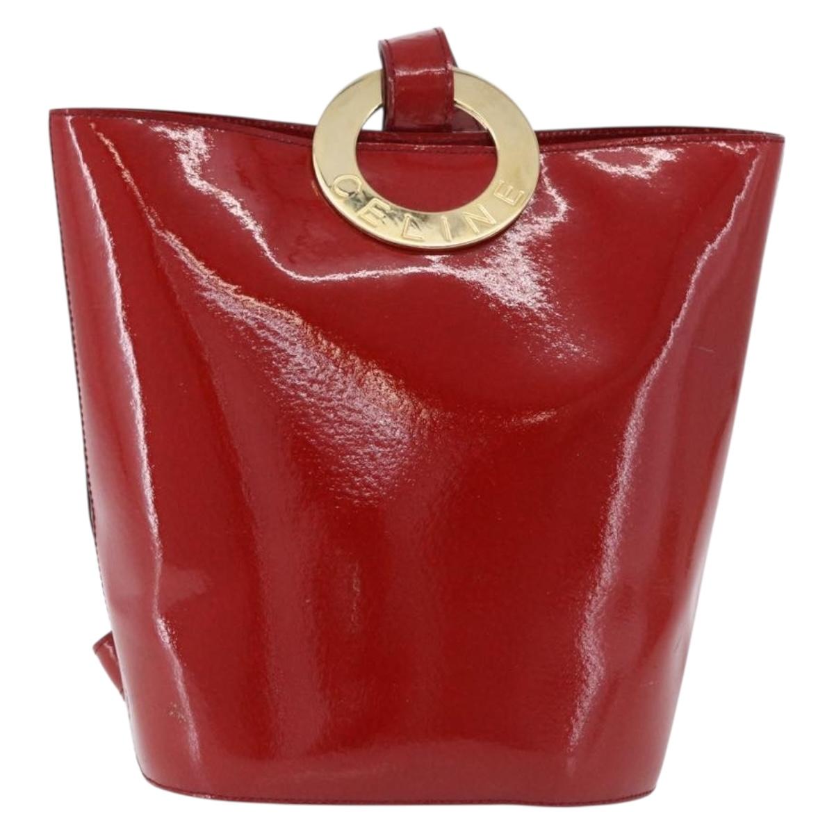 CELINE Shoulder Bag Patent leather Red Gold Auth BA14422A