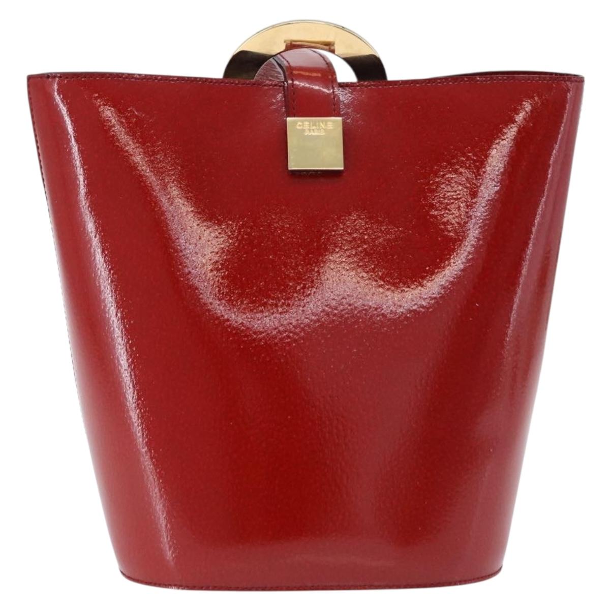 CELINE Shoulder Bag Patent leather Red Gold Auth BA14422A