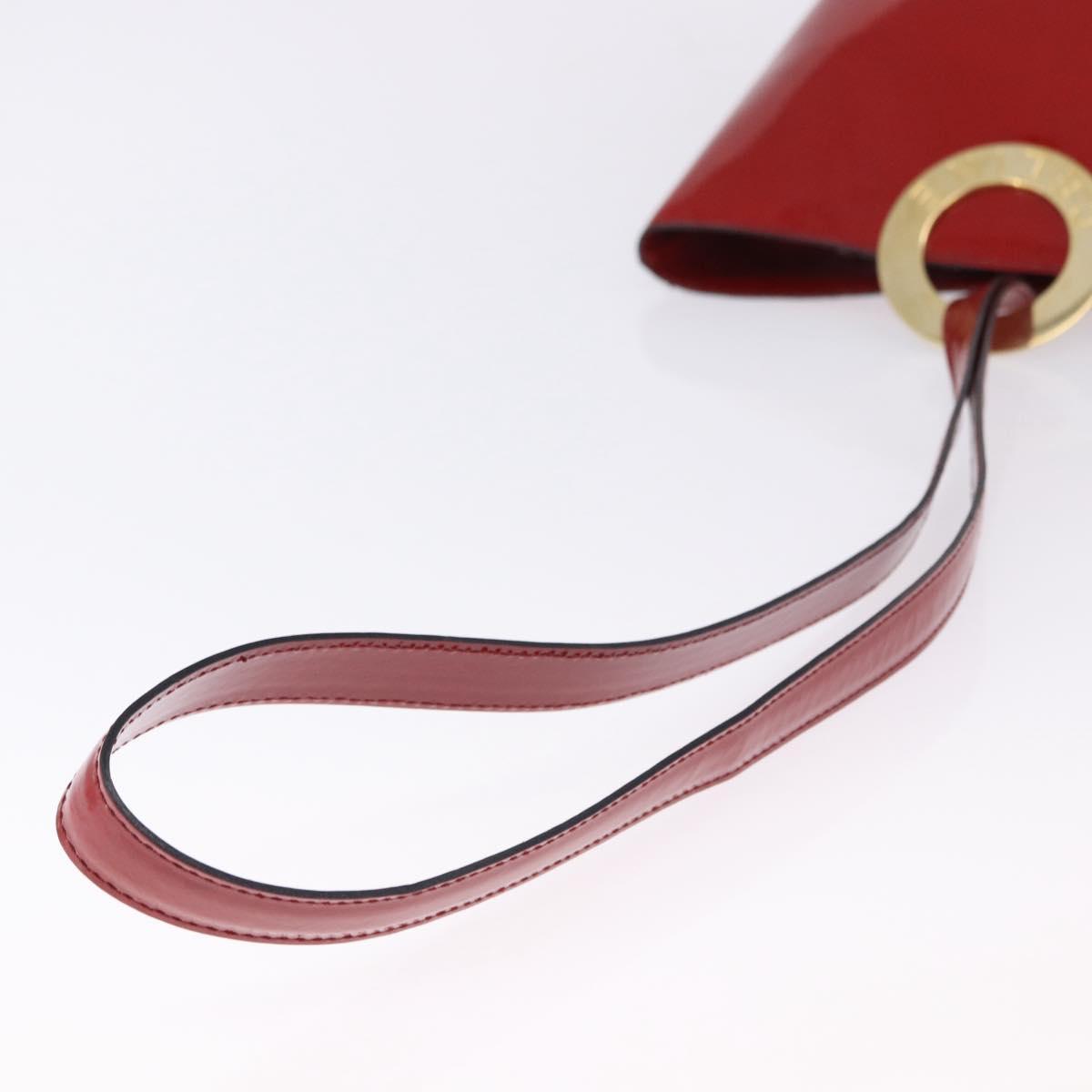 CELINE Shoulder Bag Patent leather Red Gold Auth BA14422A