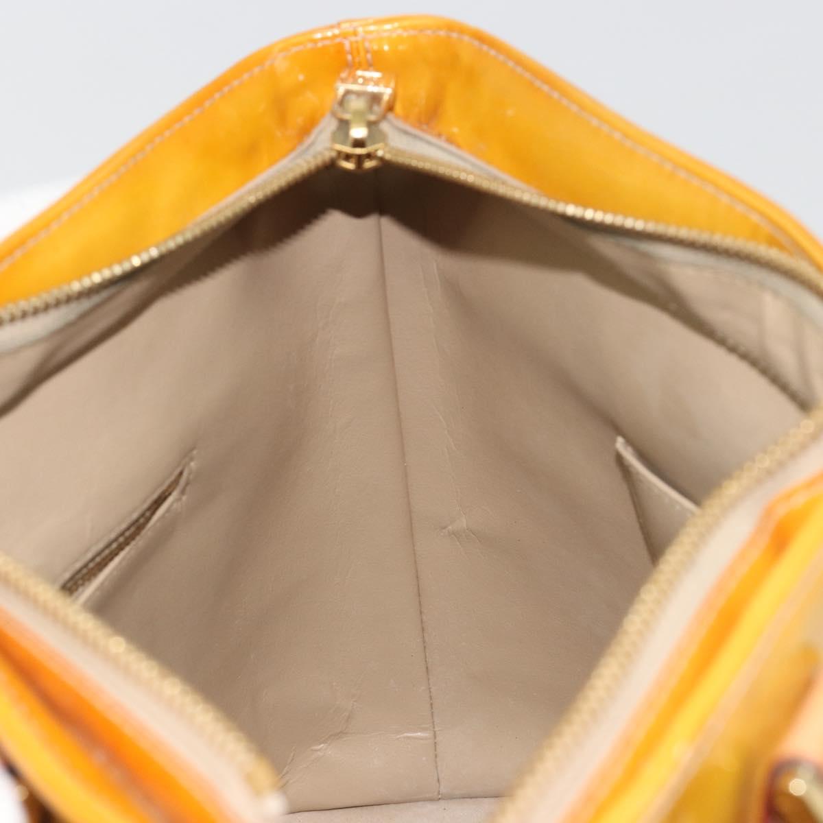LOUIS VUITTON Monogram Vernis Houston Hand Bag Beige M91004 LV Auth BA14423