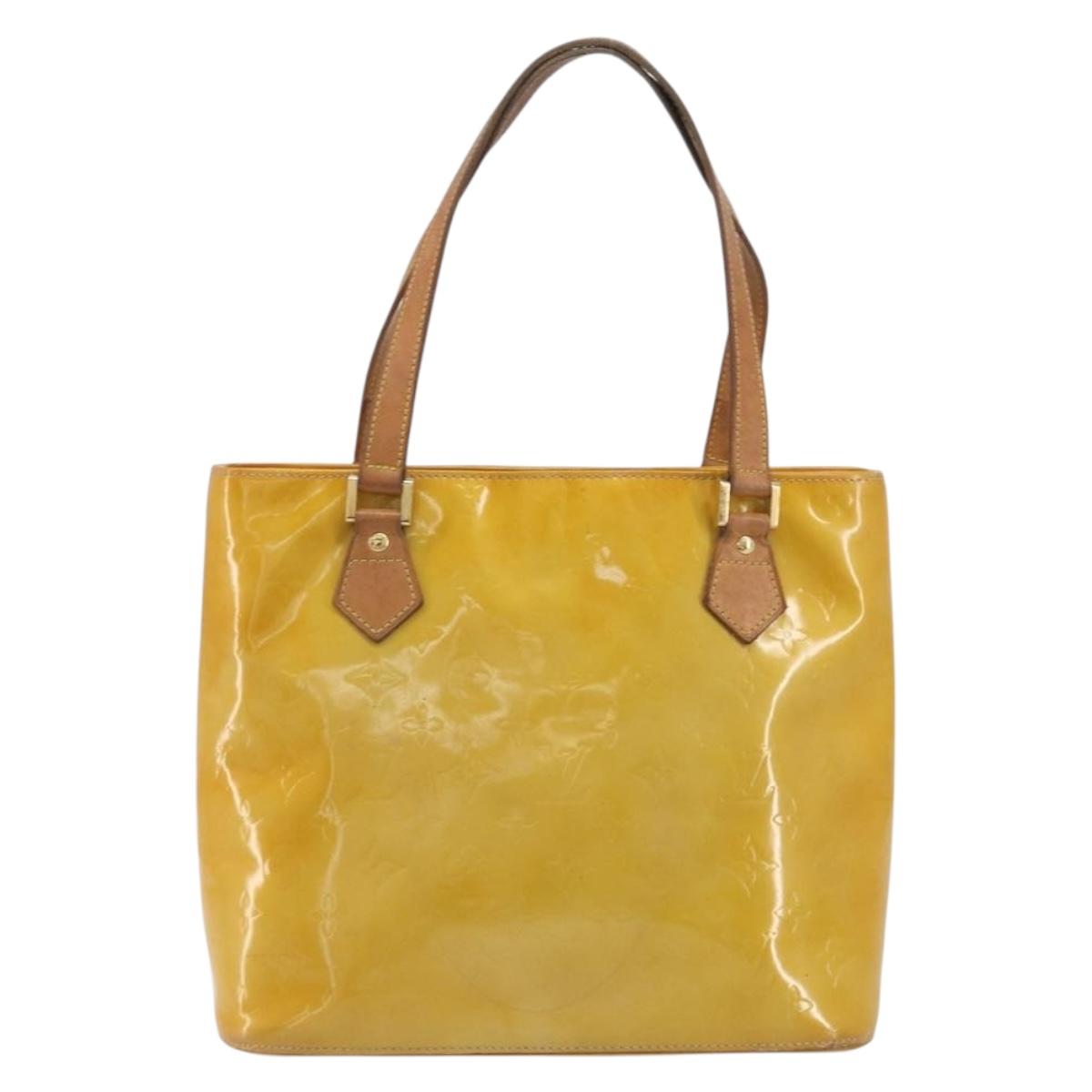 LOUIS VUITTON Monogram Vernis Houston Hand Bag Beige M91004 LV Auth BA14423