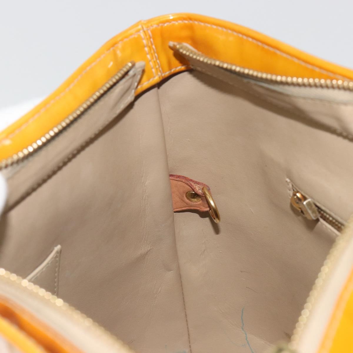 LOUIS VUITTON Monogram Vernis Houston Hand Bag Beige M91004 LV Auth BA14423