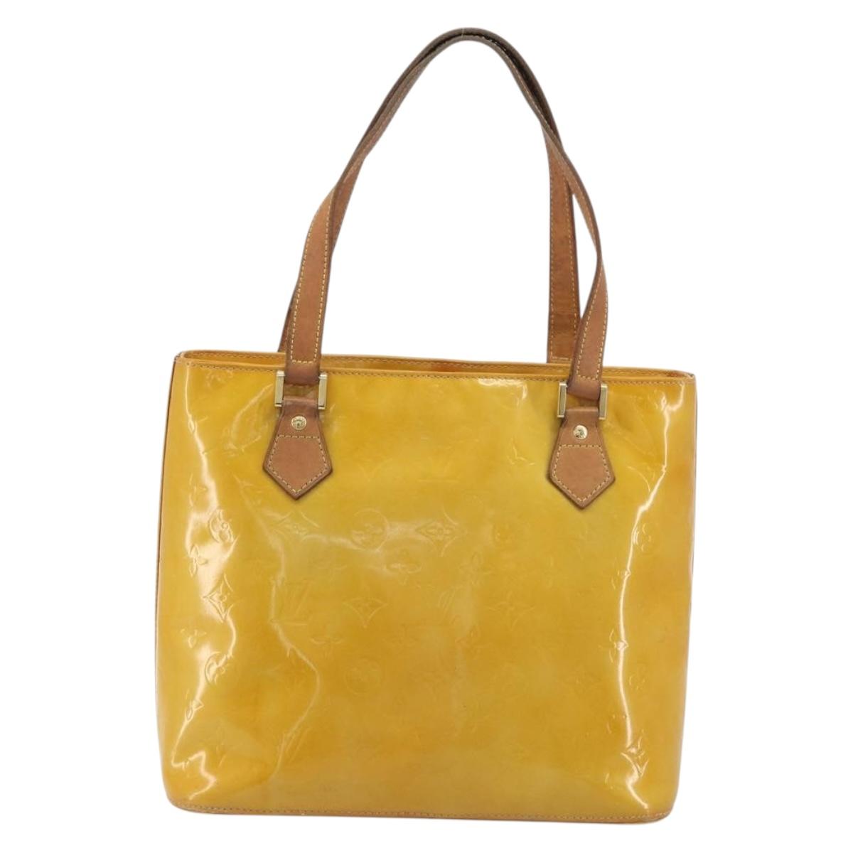 LOUIS VUITTON Monogram Vernis Houston Hand Bag Beige M91004 LV Auth BA14423