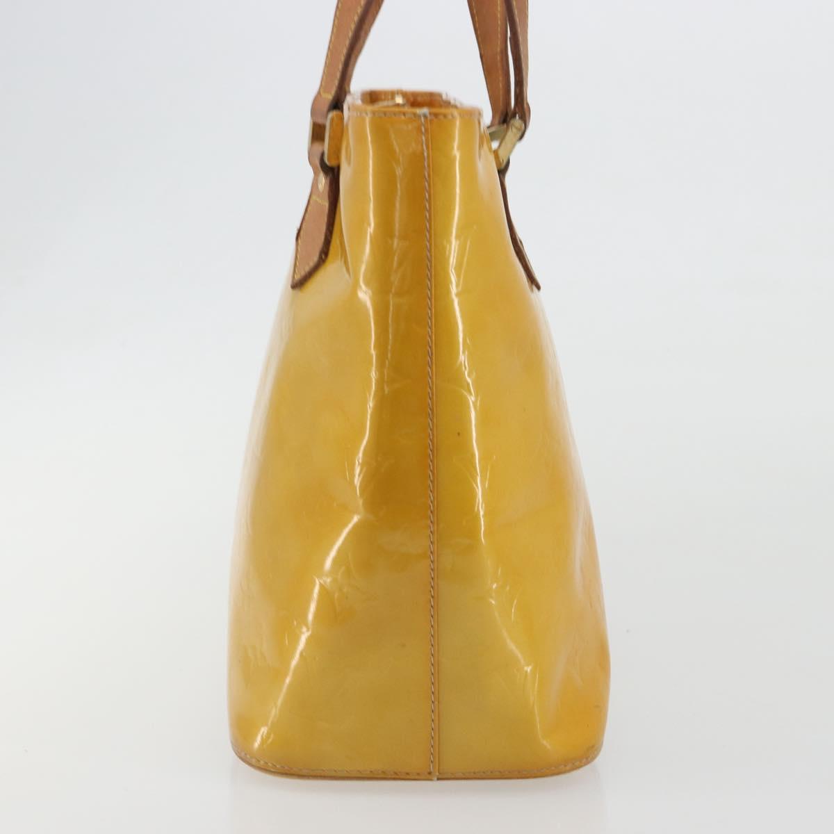 LOUIS VUITTON Monogram Vernis Houston Hand Bag Beige M91004 LV Auth BA14423