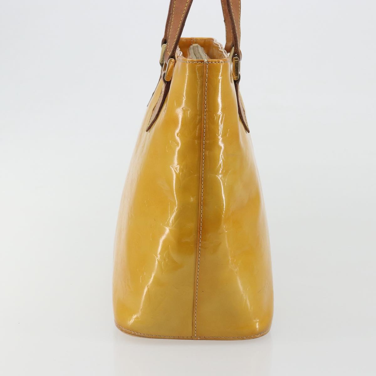 LOUIS VUITTON Monogram Vernis Houston Hand Bag Beige M91004 LV Auth BA14423