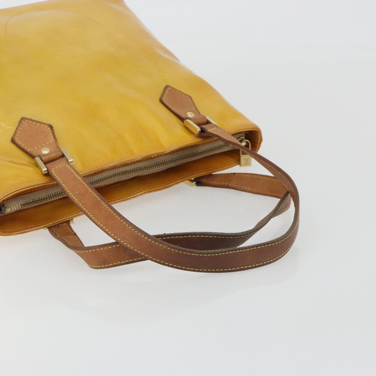 LOUIS VUITTON Monogram Vernis Houston Hand Bag Beige M91004 LV Auth BA14423