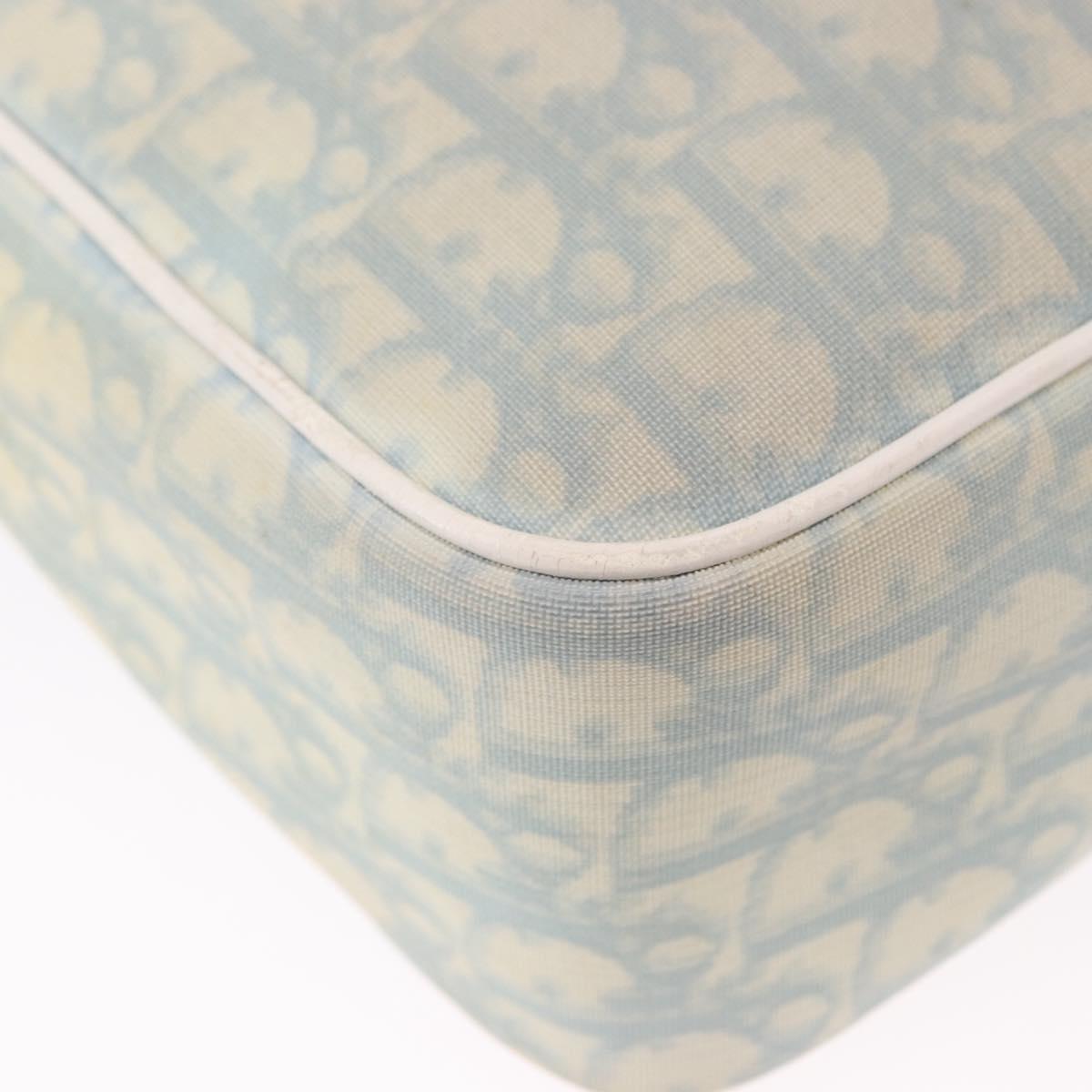 Christian Dior Trotter Canvas Shoulder Bag PVC Light Blue Silver Auth BA14424