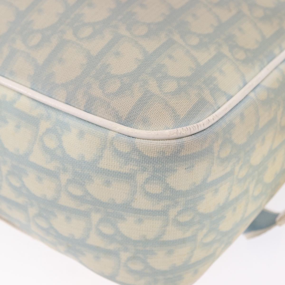 Christian Dior Trotter Canvas Shoulder Bag PVC Light Blue Silver Auth BA14424