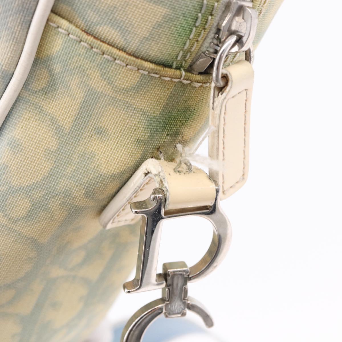 Christian Dior Trotter Canvas Shoulder Bag PVC Light Blue Silver Auth BA14424