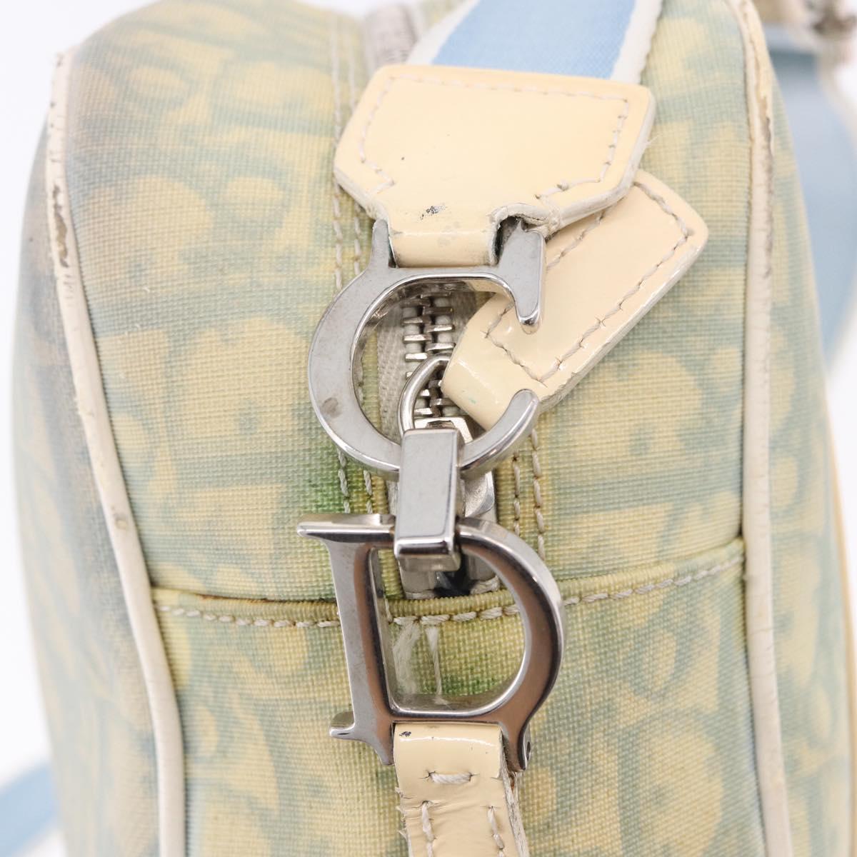 Christian Dior Trotter Canvas Shoulder Bag PVC Light Blue Silver Auth BA14424
