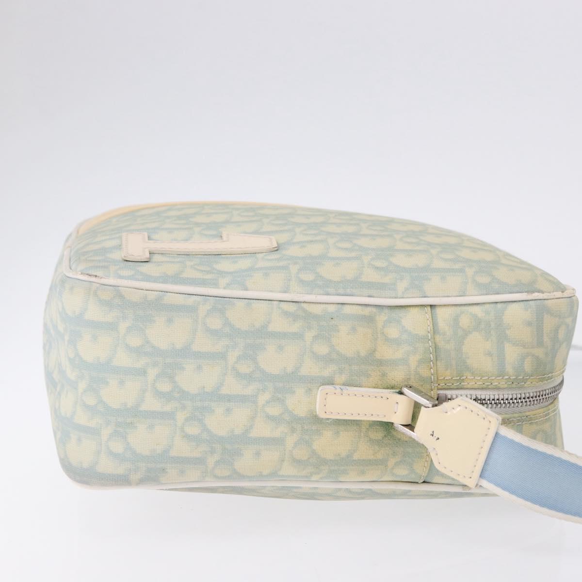 Christian Dior Trotter Canvas Shoulder Bag PVC Light Blue Silver Auth BA14424