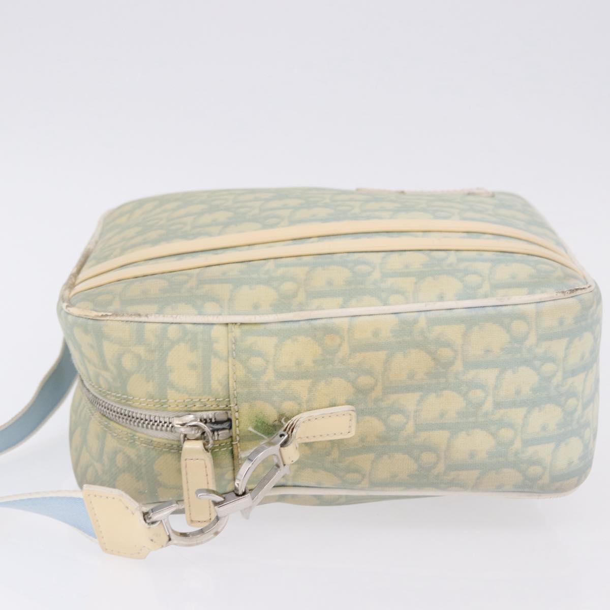 Christian Dior Trotter Canvas Shoulder Bag PVC Light Blue Silver Auth BA14424